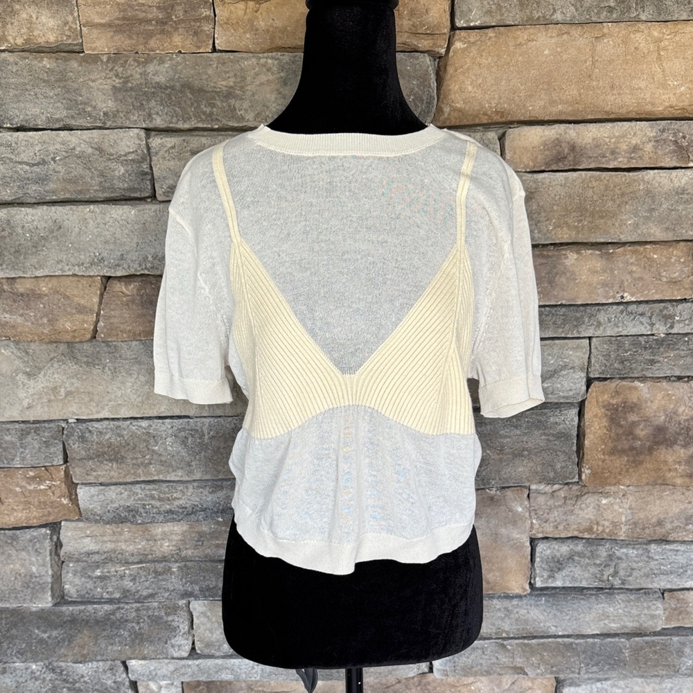 NWOT Wild Fable Off White Sheer Top with Knit Bikini Top overlay